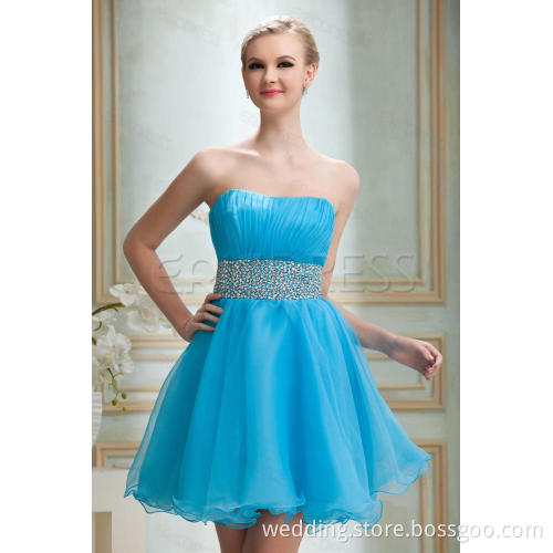 Elegant Short blue Chiffon prom Dresses 2015 Evening Dress
